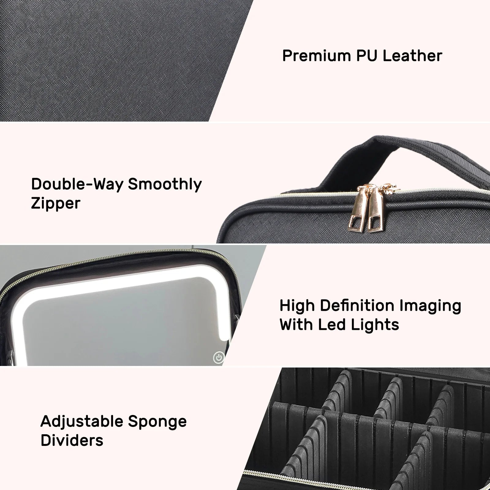 Travel Makeup Bag with LED Lighted Mirror